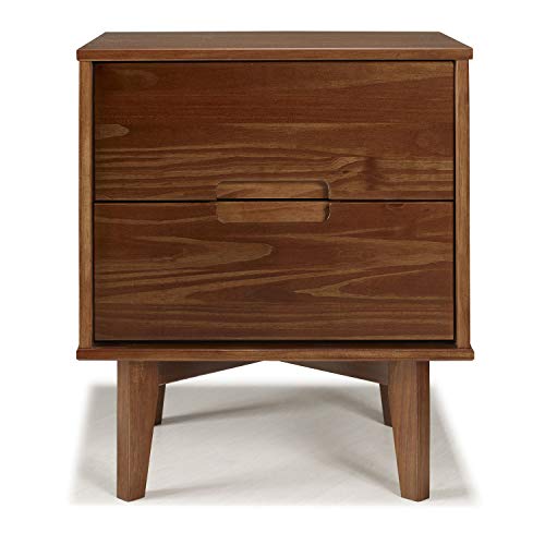 Walker Edison Mid Century Modern Grooved Handle Wood Nightstand Side