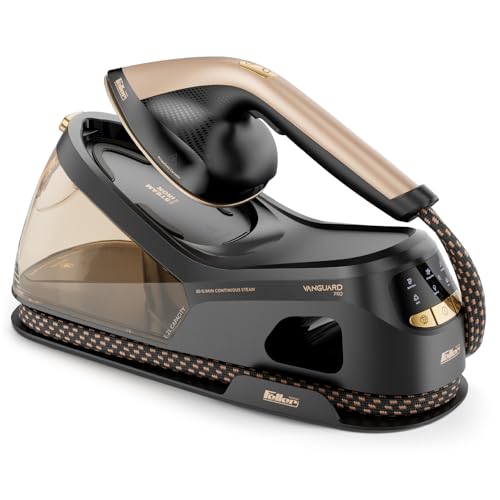Feller Germany Vanguard Pro Steam Station|Steam Generator Iron 2400W, Prime Gold Ceramic Sole Plate, Anti Drip, Auto Shut Off,50G/min Steam Rate,TrueTemp,Display,SS700, 2Y Guarantee-UAE Version (Gold)