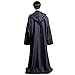 WESTLINK Hooded Robe Cloak Knight Cosplay Costume Cape - New Version - Bigger Cape (Double Cloth) with Strings Black
