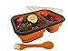 Silicone Collapsible Lunch Box, 2-Compartment, BPA Free, Microwave/Dishwasher Safe, Great for Kids and Adults (Orange)