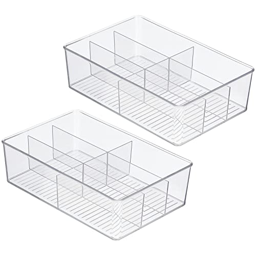 mDesign Plastic Kitchen Storage Organizer Bin Box, 6 Divided
