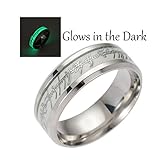 Ginger Lyne Collection Glow in The Dark Stainless Steel Comfort Fit Wedding Band Ring