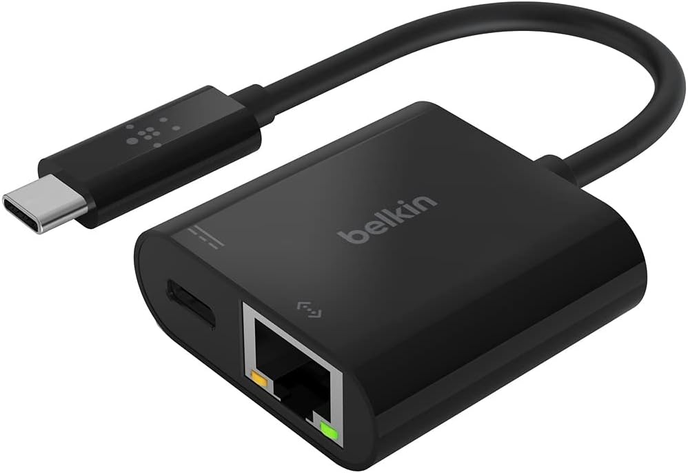 Belkin INC001BK-BL USB-C to Gigabit Ethernet Adapter Charge 60W PD