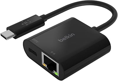 Belkin INC001BK-BL USB-C to Gigabit Ethernet Adapter Charge 60W PD
