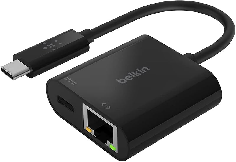 Belkin INC001BK-BL USB-C to Gigabit Ethernet Adapter Charge 60W PD
