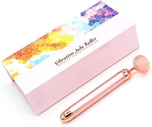 Jade Roller for Face - Electric Jade Facial Roller-Nature Rose Quartz Beauty Bar Facial Jade Roller for Face Eyes Massage Stone Tool Real Jade Anti-Aging Skin Tightening Stone Vibration Electric