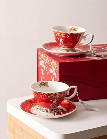 The Decor Kart Ho-Ho-Ho - Set of 2 Teacups & Saucers