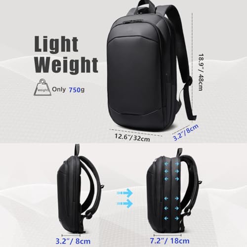 HEROIC KNIGHT 17 Inch Lightweight Expandable Anti-Theft Waterproof Functional Laptop Backpack for Men Elegant Leisure School Business with USB Port 27L (Black)