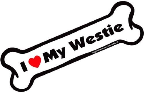 7" Dog Bone Magnet - Works Great on Cars, Refrigerators, Mailboxes and More (I Love My Westie)