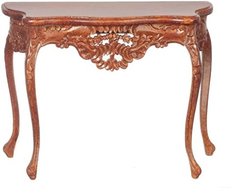 Dollhouse Miniature Victorian Side Table, Walnut Finish