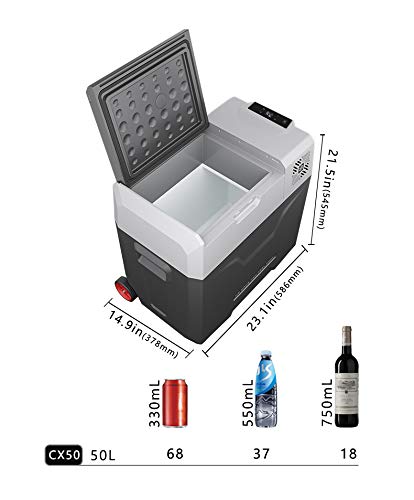 Alpicool CX50 Portable Refrigerator 53 Quart(50 Liter) with Trolley Vehicle, Car, Truck, RV, Boat, Mini Fridge Freezer for Driving, Travel, Fishing, Outdoor and Home use -12/24V DC and 110-240 AC - Thumbnail 2