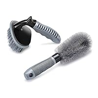 2 Pcs Steel and Alloy Wheel Cleaning Brush, Rim Cleaner for Your Car, Motorcycle or Bicycle Tire Brush Washing Tool