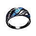 Junxin Top 10 KT Black Gold Plated Wave Ring,Women and Man Wedding Engagement Promise Rings,blue opal Cross rings to Show You Unlimited Beauty and Self confidence