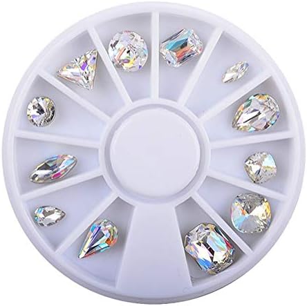 MISMXC 12 Pcs/Box Rhinestone Nail Art Decoration Glitter Charming Shiny Faux Gem 3D DIY Nail Art Tips (B)