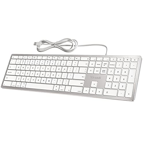 Aluminum Wired Keyboard with Numeric Keypad for Apple Mac/iMac Computer, BigSize Keycap USB