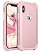 YINLAI iPhone X Case iPhone 10 Case Slim Heavy Duty 3 in 1 Hybrid Hard PC Cover Soft Silicone Rubber Rugged Bumper Shockproof Full Body Protective Phone Cases for Girls Women iPhone X Rose Gold/Pink