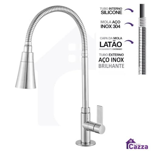 Torneira de Cozinha Gourmet Bancada Pia Flexível 1/4 de Volta Cromada ABS