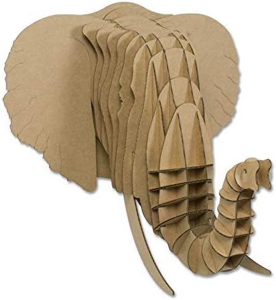 Cardboard Safari Recycled Cardboard Animal Taxidermy Elephant Trophy Head, Eyan (Micro, Brown)