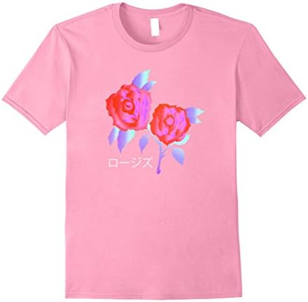 Mens Roses Vaporwave Shirt 80's Medium Pink
