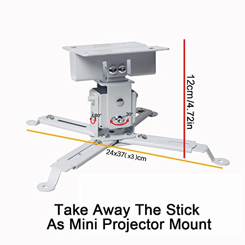 Extendable Ceiling Projector Mount Adjustable Projector Wall Mount Universal Projector Mount White 16-25 inch Thickened Steel for LCD/DLP Ceiling Projector BenQ, ViewSonic, Epson, Optoma, Asus Acer - Thumbnail 5