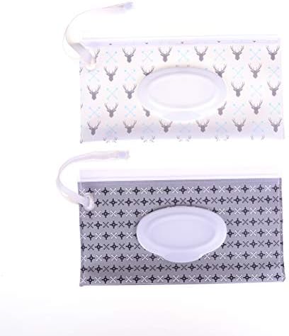 Welecom Baby Wet Wipe Pouch Travel Wipes Case Reusable Refillable Wet Wipe Bag Cases Portable Travel Wipes Dispenser Wipe Pouches for Baby