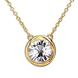 SWEETV Round Swarovski Crystal Birthstone Necklace - 18K Gold Plated Chains Jewelry Gift for Women Girls, 18