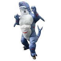 HHARTS Adult Shark Inflatable Costume Animal Blow Up Muscle Shark Costume for Fancy Dress Halloween Cosplay Party Christmas Blue