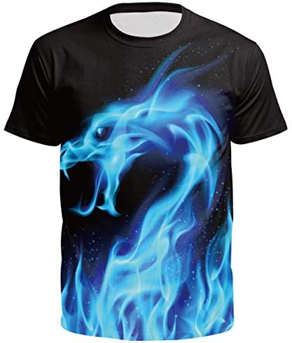 KIDVOVOU Unisex Boys Girls 3D Cartoon Printed Short Sleeve Crew Neck Tee Shirt