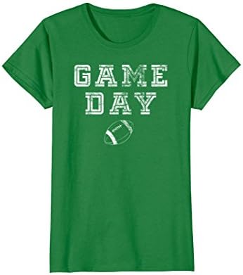 Womens Game Day Football T-Shirt with Distressed for Football Fans Medium Kelly Green
