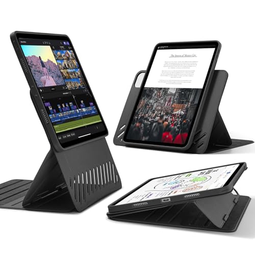 ESR for iPad Pro 11 Inch Case (2022/2021/2020/2018, 4th/3rd/2nd/1st Generation), Removable Magnetic Cover, Adjustable Portrait/Landscape Stand with Raised Display View, 9 Standing Angles, Black