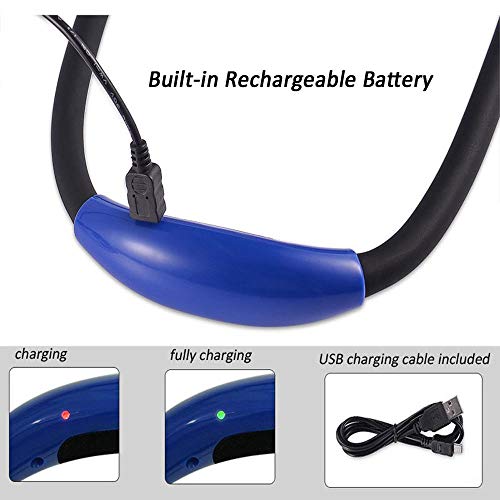 LED Book Light Rechargeable Neck Reading Light, LUXNOVAQ 4 LED Hug Light USB Knitting and Crocheting Lamp with Flexible Arm & 3 Adjustable Brightness for Bookworms Bed Reading, Blue - Thumbnail 2