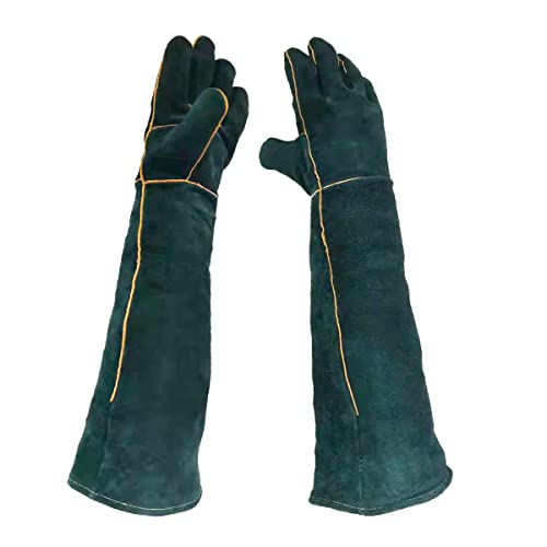 23.7 inch Animal Handling Gloves, Bite Proof Kevlar Reinforced Leather