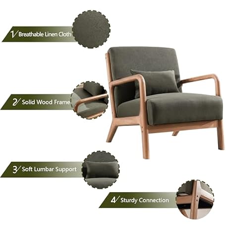 Mua INZOY Mid Century Modern Accent Chair with Wood Frame, Upholstered ...