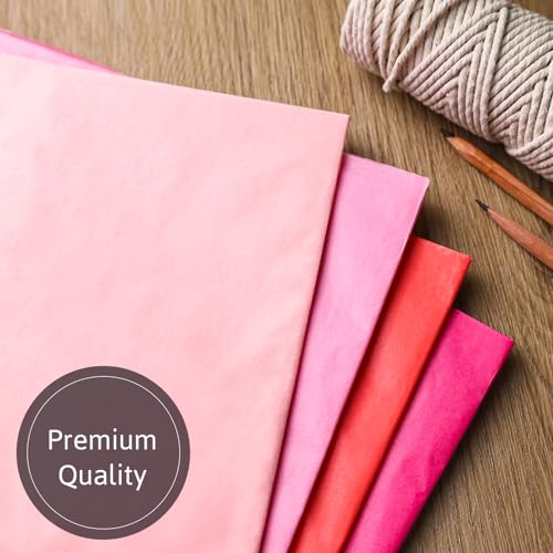 Shindel 120 Sheets Pink Tissue Paper, Gift Wrapping Paper 19.7 x 13.8 Inch Tissue Paper for Gift Bags Wedding Valentine\'s Day Bridal Shower