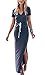 LXS STORE Women Sexy V Neck Casual Beach Club Maxi Dress Short Sleeve Long Dress