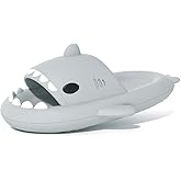 welltree Shark Slides for Women and Men Novelty Pillow Slippers Open Toe Shark Sandals Cushioned Cloud Slides
