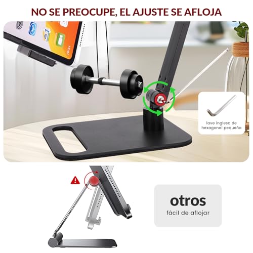 Rabbitstorm Soporte de Aluminio para Tableta, Aluminio Ajustable Portátil Plegable, Soporte Ajustable de 360 Grados, Compatible con iPad, Tableta, Celular, 4.6 a 17.3Pulgadas
