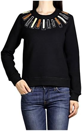Premium Women's 'Amber' Pattern Embroidered Designer Sweatshirt with Fleece Inside (Medium, Black)