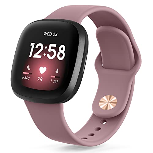 Vancle Strap for Fitbit Versa 3/4 and Sense/Sense 2 - Soft Silicone Adjustable Replacement Band With New Buckle for Women and Men (Smoke Purple) — image 1