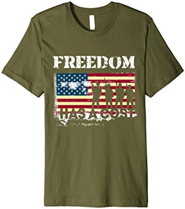 Mens Freedom Has A Cost Patriotism US Flag Military T-Shirt  XL Olive