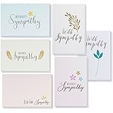 Sympathy Cards - 48-Pack Sympathy Cards Bulk, Greeting Cards Sympathy, 6 Floral and Foliage Designs, Envelopes Included, Assorted Sympathy Cards, 4 x 6 Inches