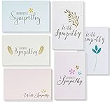 Sympathy Cards - 48-Pack Sympathy Cards Bulk, Greeting Cards Sympathy, 6 Floral and Foliage Designs, Envelopes Included, Assorted Sympathy Cards, 4 x 6 Inches
