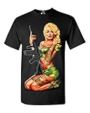Shop4Ever Marilyn Monroe Soldier Rifle Tattoo T-shirt Blonde Bombshell Shirts