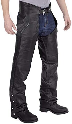 Nomad USA Deep Pocket Elastic Fit Motorcycle Leather Chaps (5XL)
