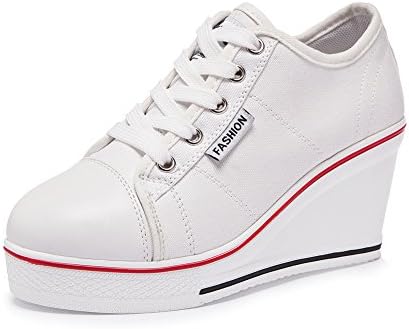 Sokaly Women's Canvas Shoes Wedge Heeled Platform Sneaker Fashion Pump Shoes