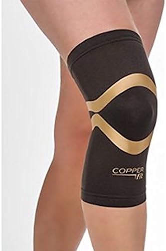 COPPER FIT PRO SERIES Compression Sleeve Knee Brace Targeted Compression Support Built In Kinesiology Bands Copper Infused Anti Odor Lightweight Breathable - As Seen On TV ( Large )