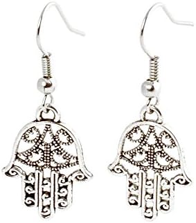 Women Earrings Silver Hamsa Dangle Earrings Fatima's Hand Fashion Vintage Evil Eye