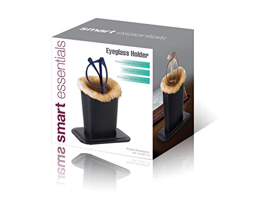 Smart Essentials GM8254, Desktop Eyeglass Holder Stand, Soft Plush Lining, Black