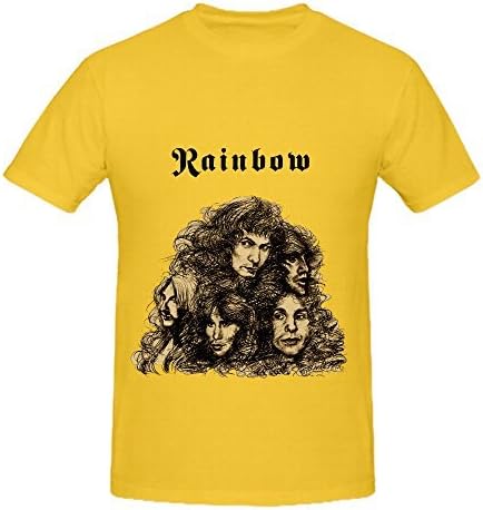 Rainbow Long Live Rock N Roll Greatest Hits Men O Neck Printed Shirts Yellow