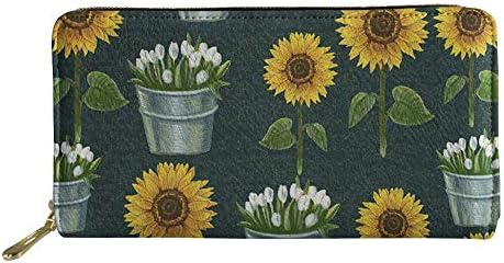 SANNOVO Floral Long Wallet Girl Teen Zippered Pu Leather Purse Traveling Pouch